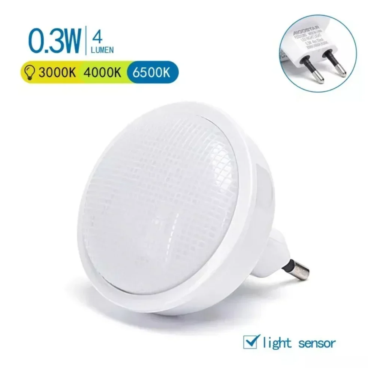 Aigostar Φωτάκι Νυκτός LED Πρίζας 0.3W 3000K - 6500K