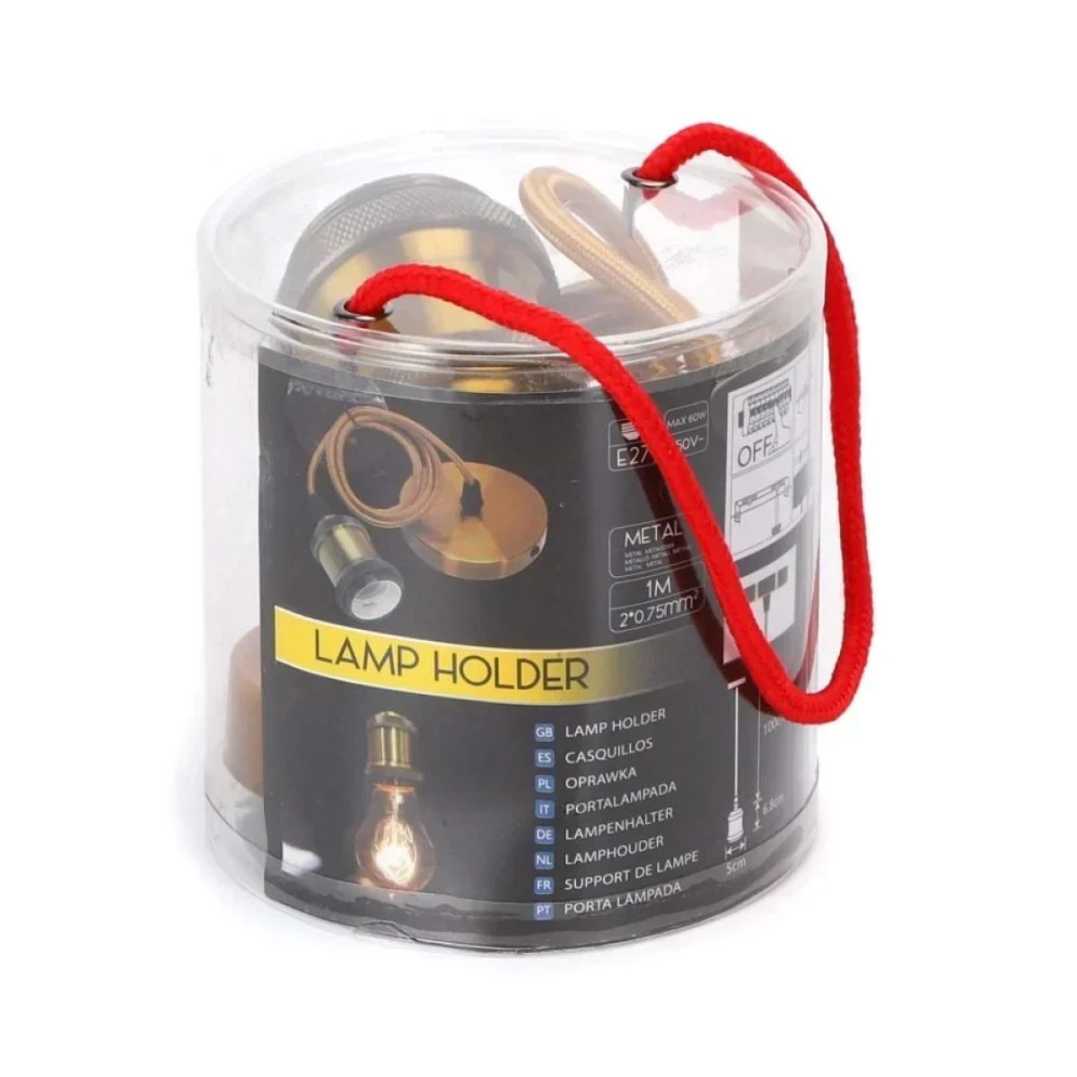 Aigostar - Ντουί κρεμαστό με ροζέτα και καλώδιο 1xE27/60W/230V χρυσό