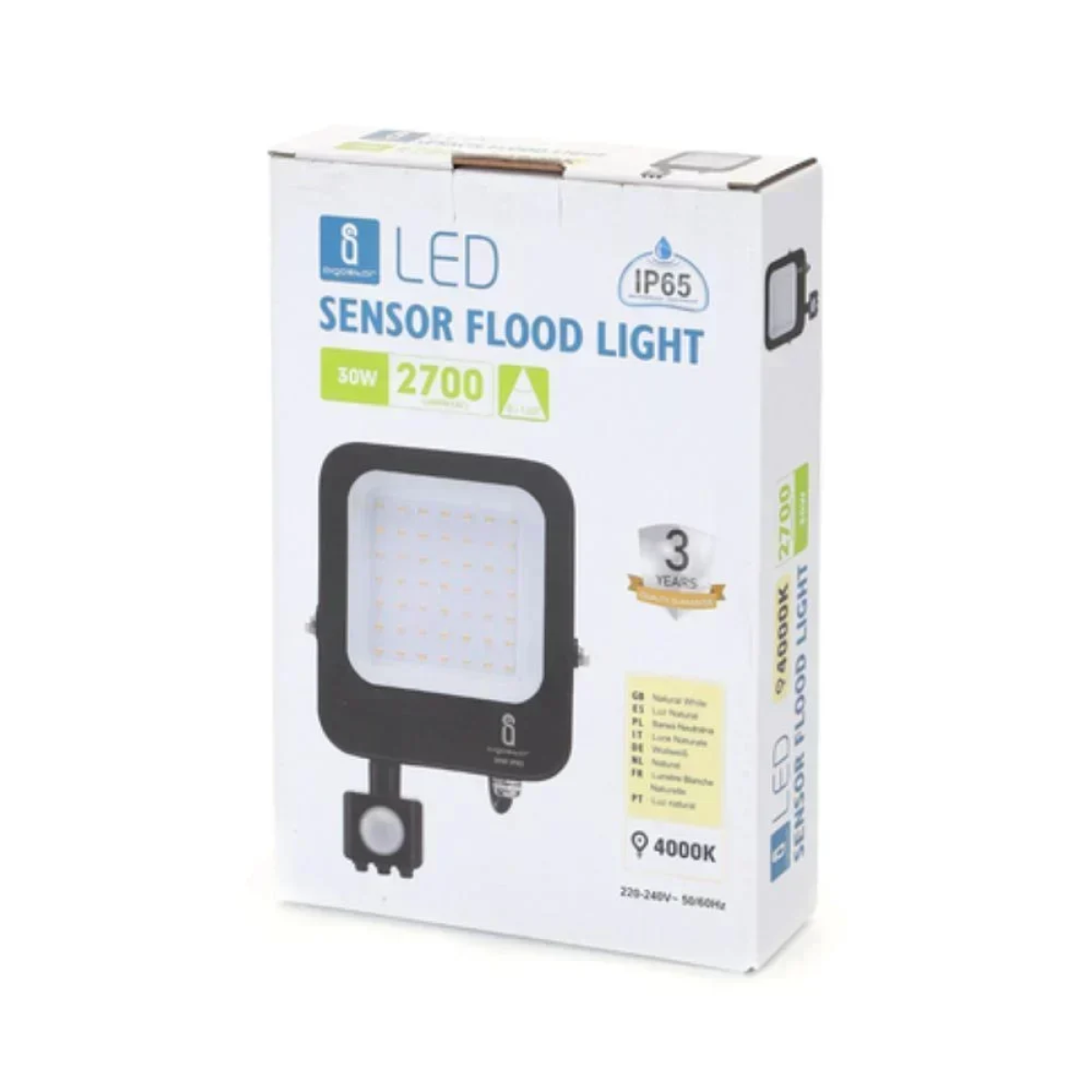 Aigostar Προβολέας LED 30W 220-240V IP65 4000K με Αισθητήρα Κίνησης - Μαύρο