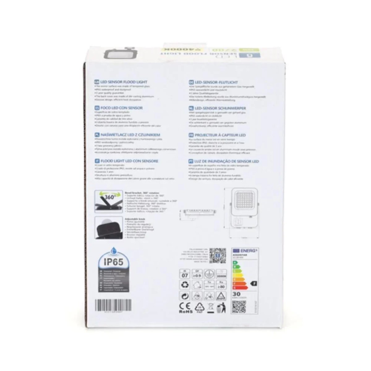 Aigostar Προβολέας LED 30W 220-240V IP65 4000K με Αισθητήρα Κίνησης - Μαύρο