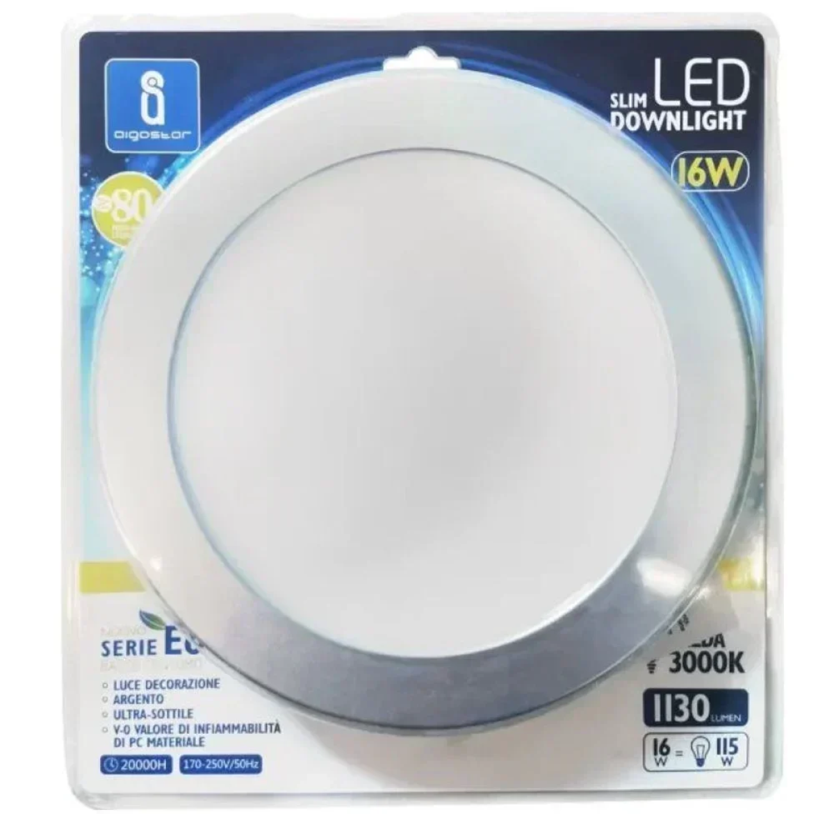 Aigostar Στρογγυλό Panel Χωνευτό LED 16W 3000K 1130Lm Φ205mm 230V AC Ασημί