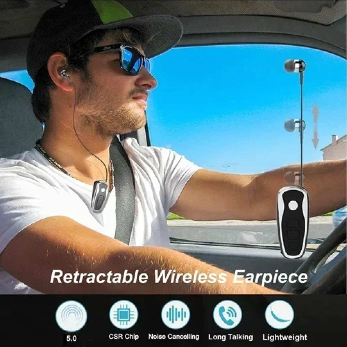 Ακουστικό πέτου Bluetooth Handsfree Moxom MX-WL86 μαύρο/γκρι - Image 2