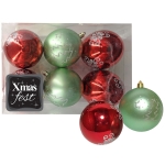 Μπάλες Ντεκόρ 2 Πράσινες & 4 Κόκκινες ø8cm Xmasfest 1132776