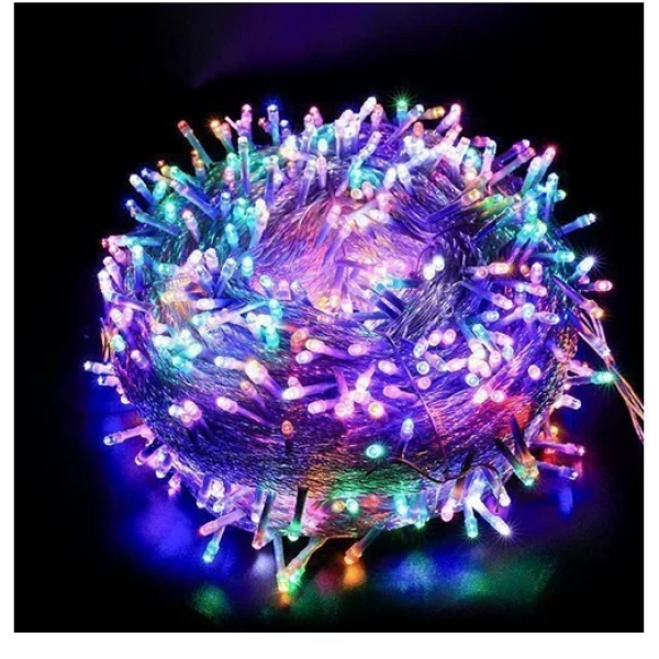 Χριστουγεννιάτικα λαμπάκια 300LED θερμού/RGB φωτισμού με διάφανο καλώδιο