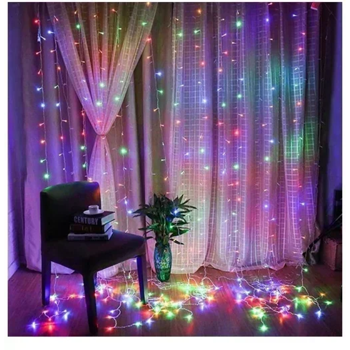 Χριστουγεννιάτικα λαμπάκια "κουρτίνα" 100LED 3m (1m*1m) πολύχρωμου φωτισμού Aigostar - Image 3