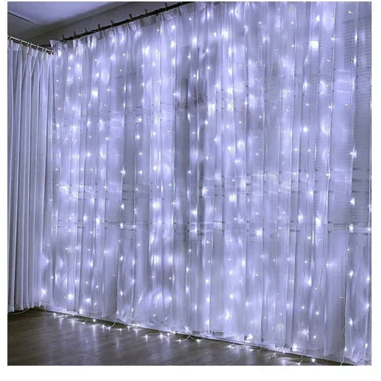 Χριστουγεννιάτικα λαμπάκια "κουρτίνα" 300LED 3m (3m*3m) ψυχρού λευκού φωτισμού Aigostar
