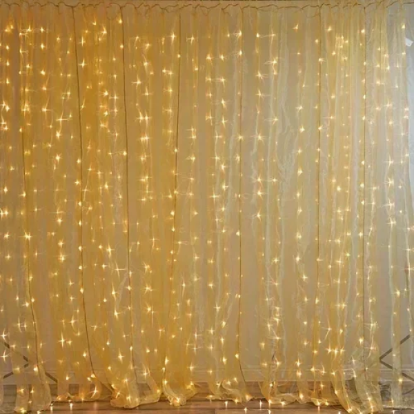 Χριστουγεννιάτικα λαμπάκια "κουρτίνα" 300LED 3m (3m*3m) θερμού φωτισμού Aigostar