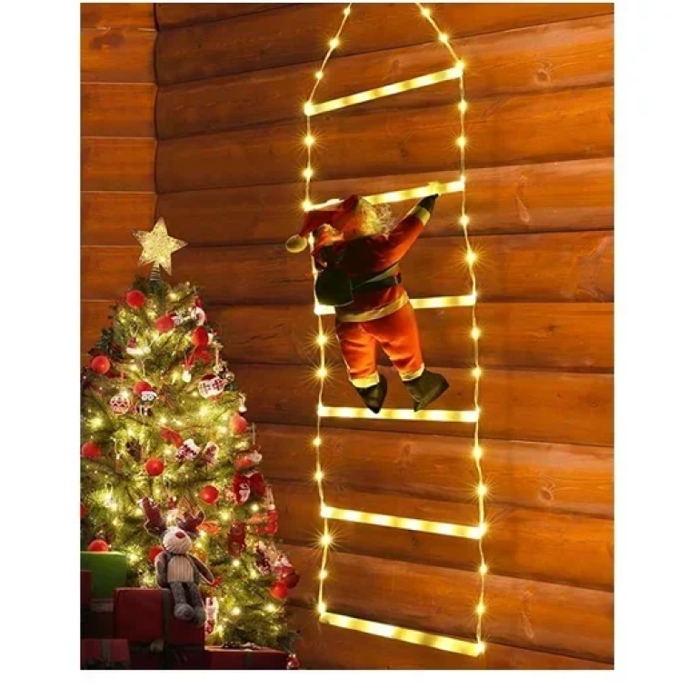 Χριστουγεννιάτικη φωτιζόμενη σκάλα Άγιου Βασίλη - 8 Layer Ladder Lights θερμού φωτισμού
