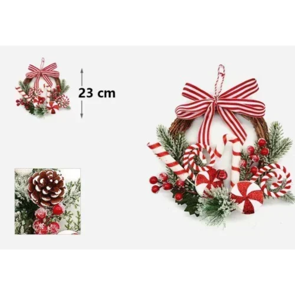 Χριστουγεννιάτικο Στεφάνι Στολισμένο 23cm Kmt 7990892
