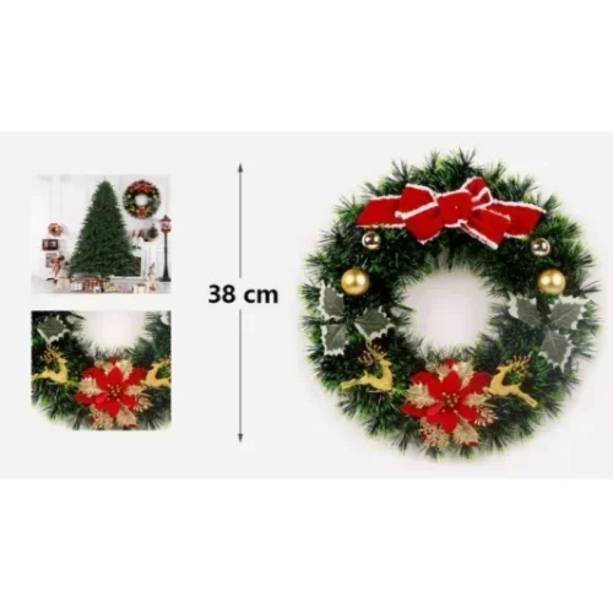 Χριστουγεννιάτικο Στεφάνι Στολισμένο 38cm Kmt 2905157