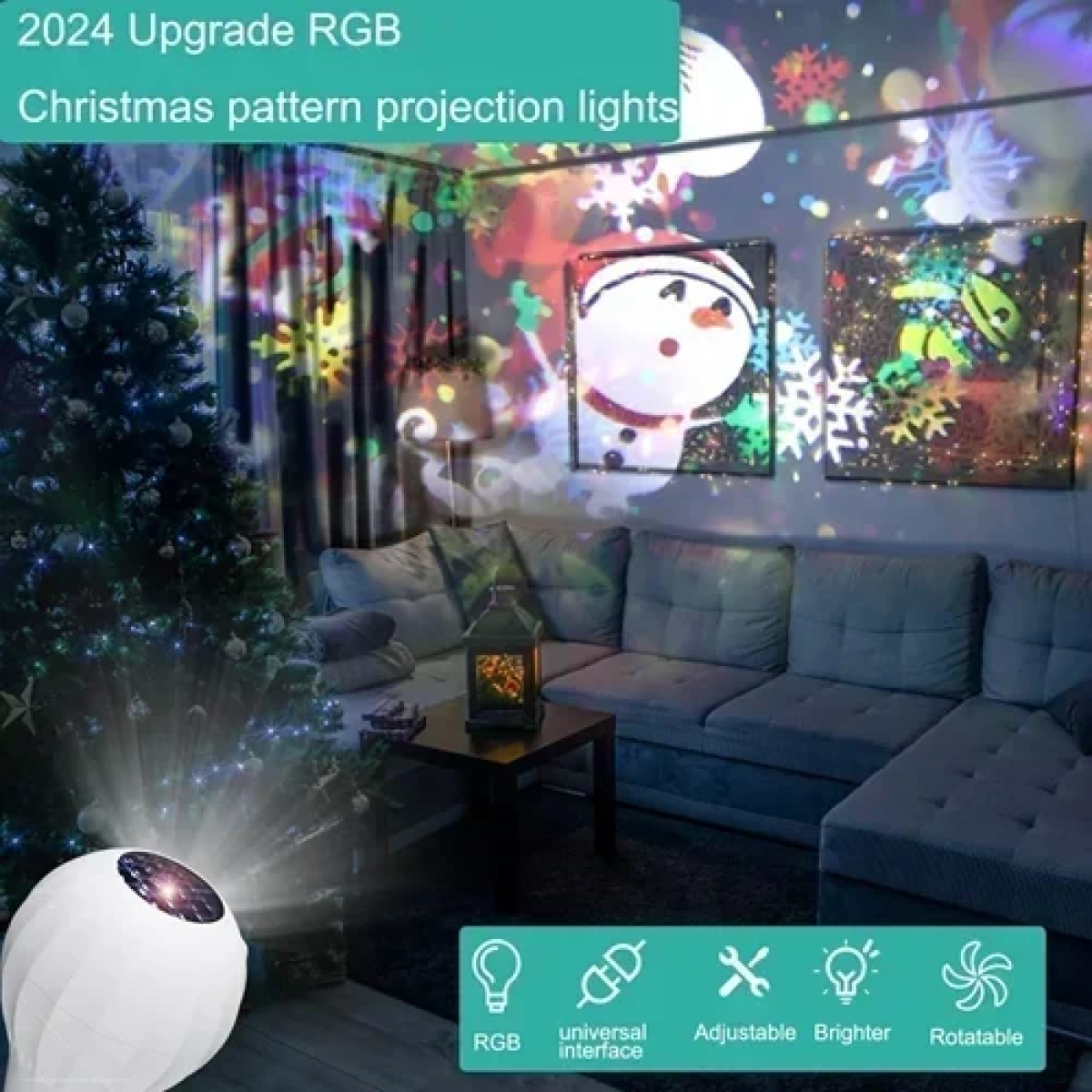 Χριστουγεννιάτικος λαμπτήρας LED - Mini Projector JG169 λευκό - Image 6