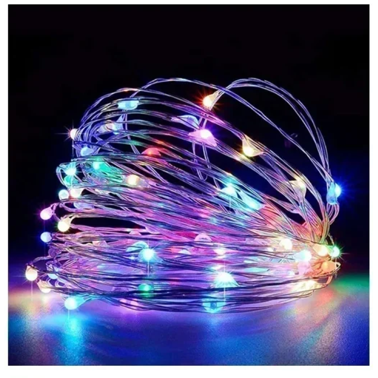 Διακοσμητική ηλιακή γιρλάντα φωτισμού 100LED 10m RGB