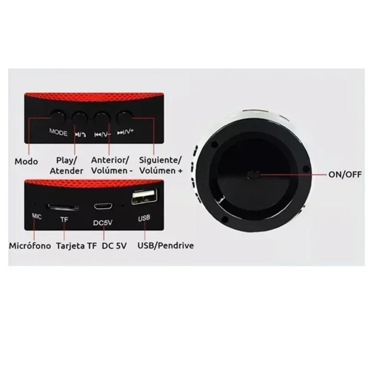 Φορητό ασύρματο ηχείο Bluetooth 5W με φωτισμό RGB - μαύρο - Image 3