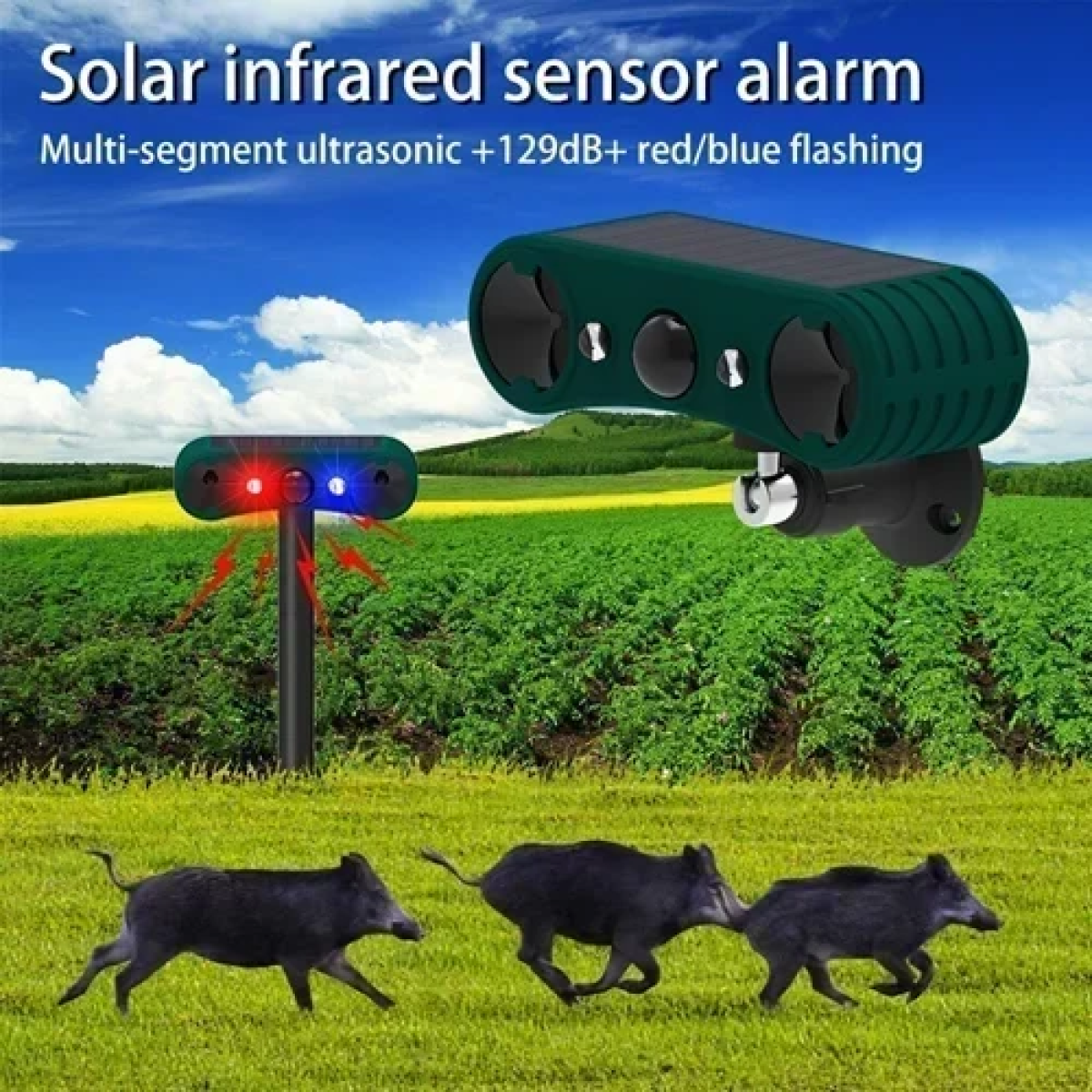 Ηλιακό απωθητικό ζώων με υπερήχους Solar Infrared Sensor Alarm - Image 6