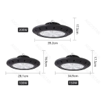 Καμπάνα LED SMD UFO High Bay 150W 230V 18000lm 120° Αδιάβροχη IP65 Ψυχρό Λευκό 5700k - Μαύρο