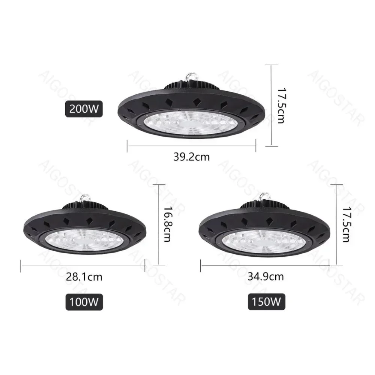 Καμπάνα LED SMD UFO High Bay 200W 230V 26000lm 120° Αδιάβροχη IP65 Ψυχρό Λευκό 5700k - Μαύρο