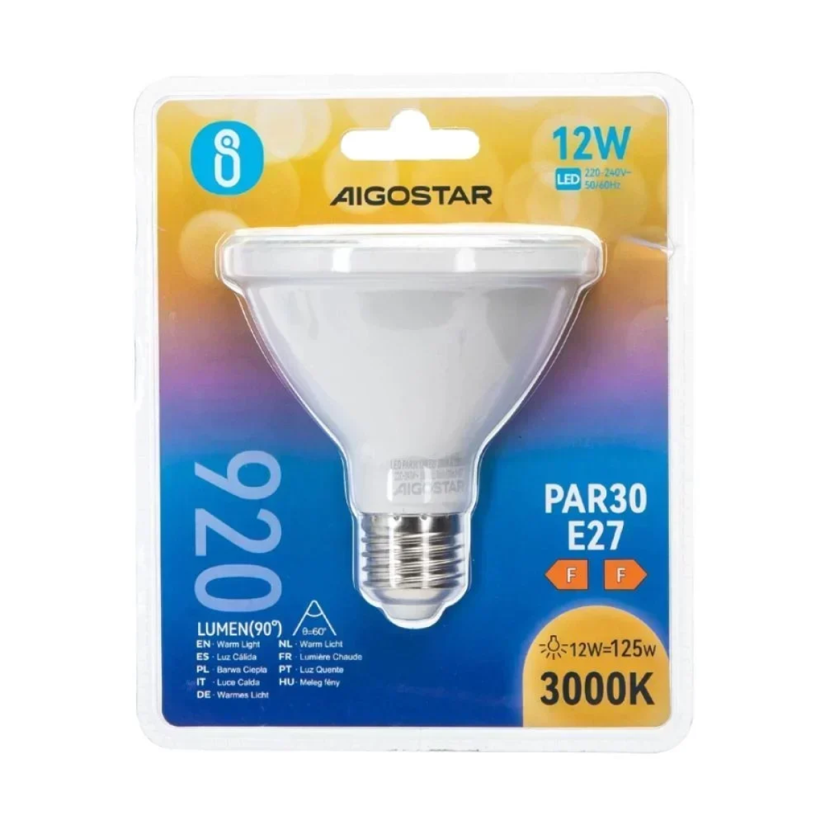 Λάμπα LED PAR30 12W 920lm E27 Θερμό Aigostar