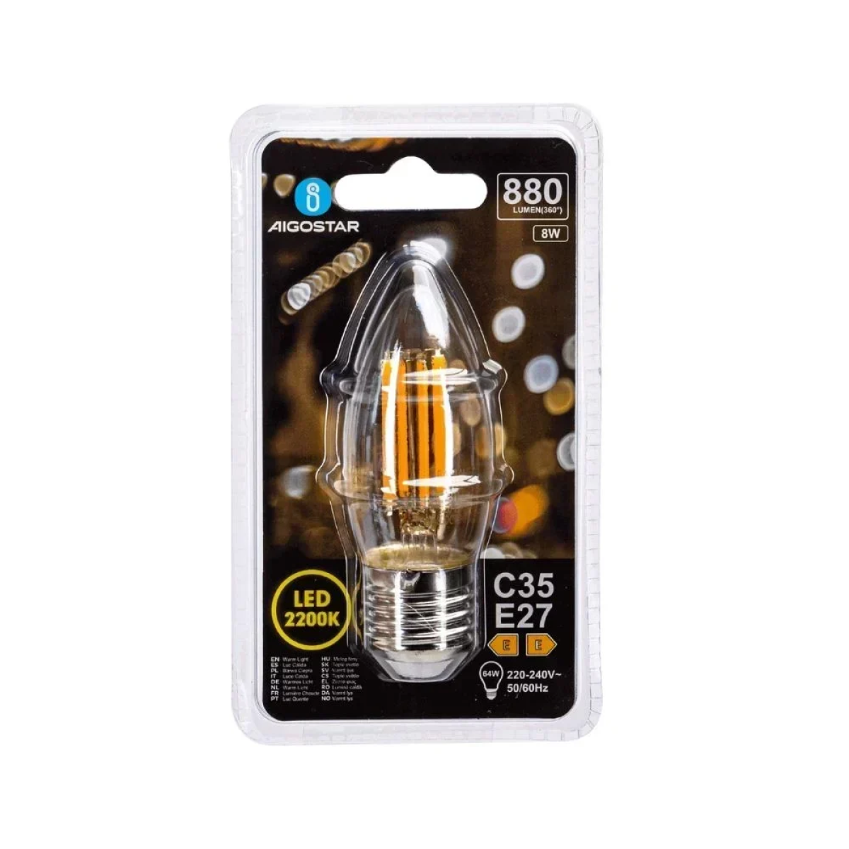 Λάμπα Νήματος LED Amber C35 E27 8W 2200K Aigostar