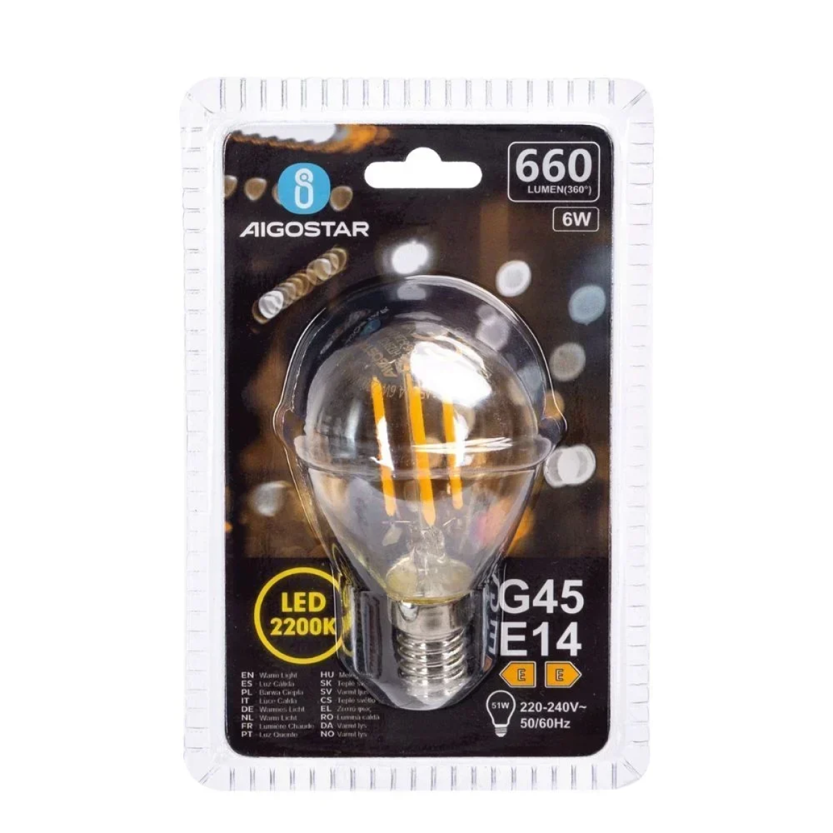 Λάμπα Νήματος LED Amber G45 E14 6W 2200K Aigostar