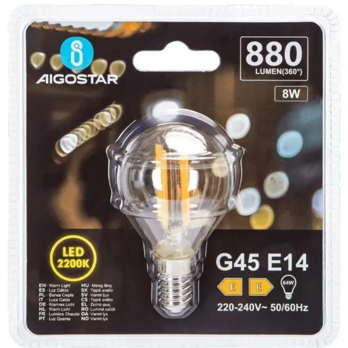 Λάμπα Νήματος LED Amber G45 E14 8W 2200K Aigostar