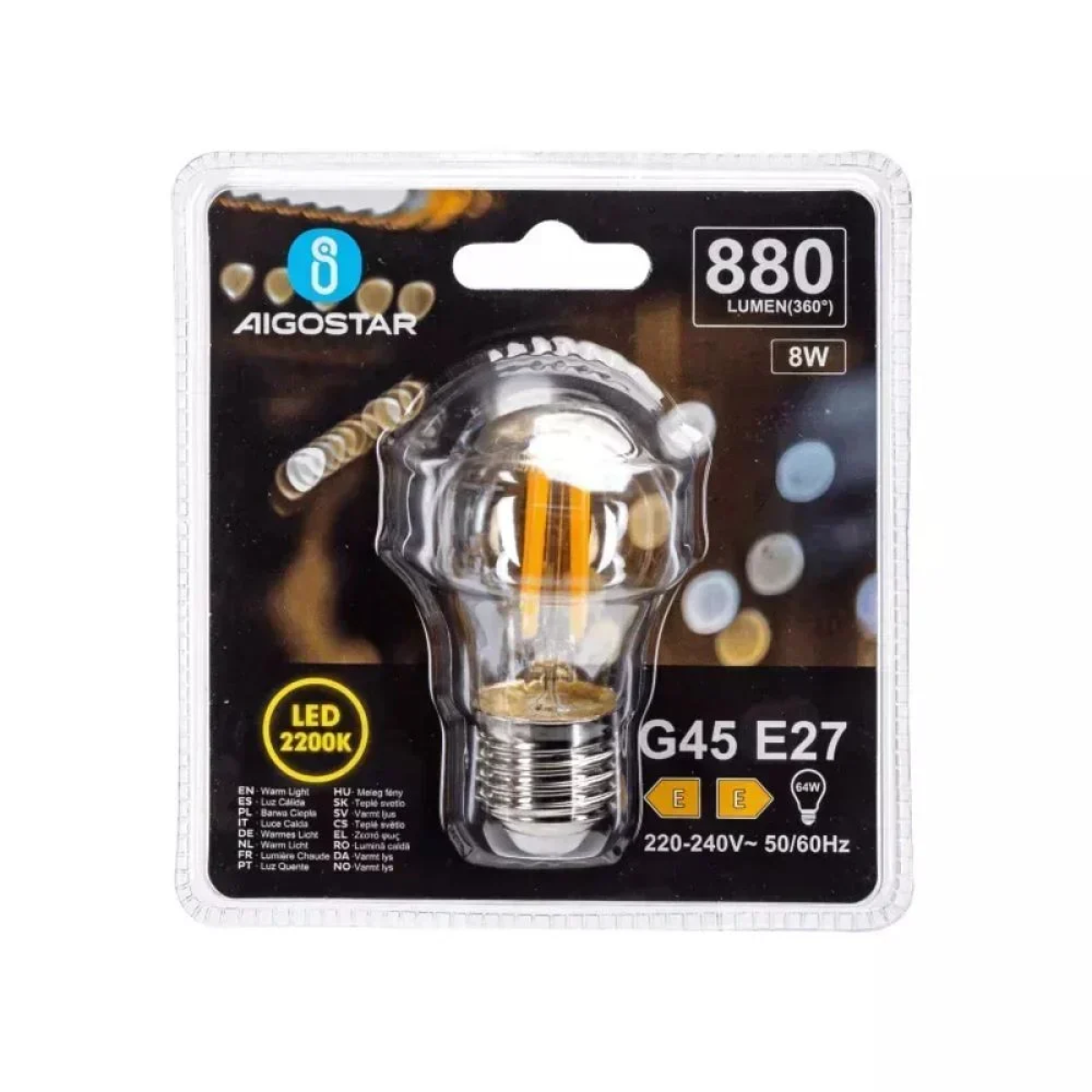 Λάμπα Νήματος LED Amber G45 E27 8W 2200K Aigostar