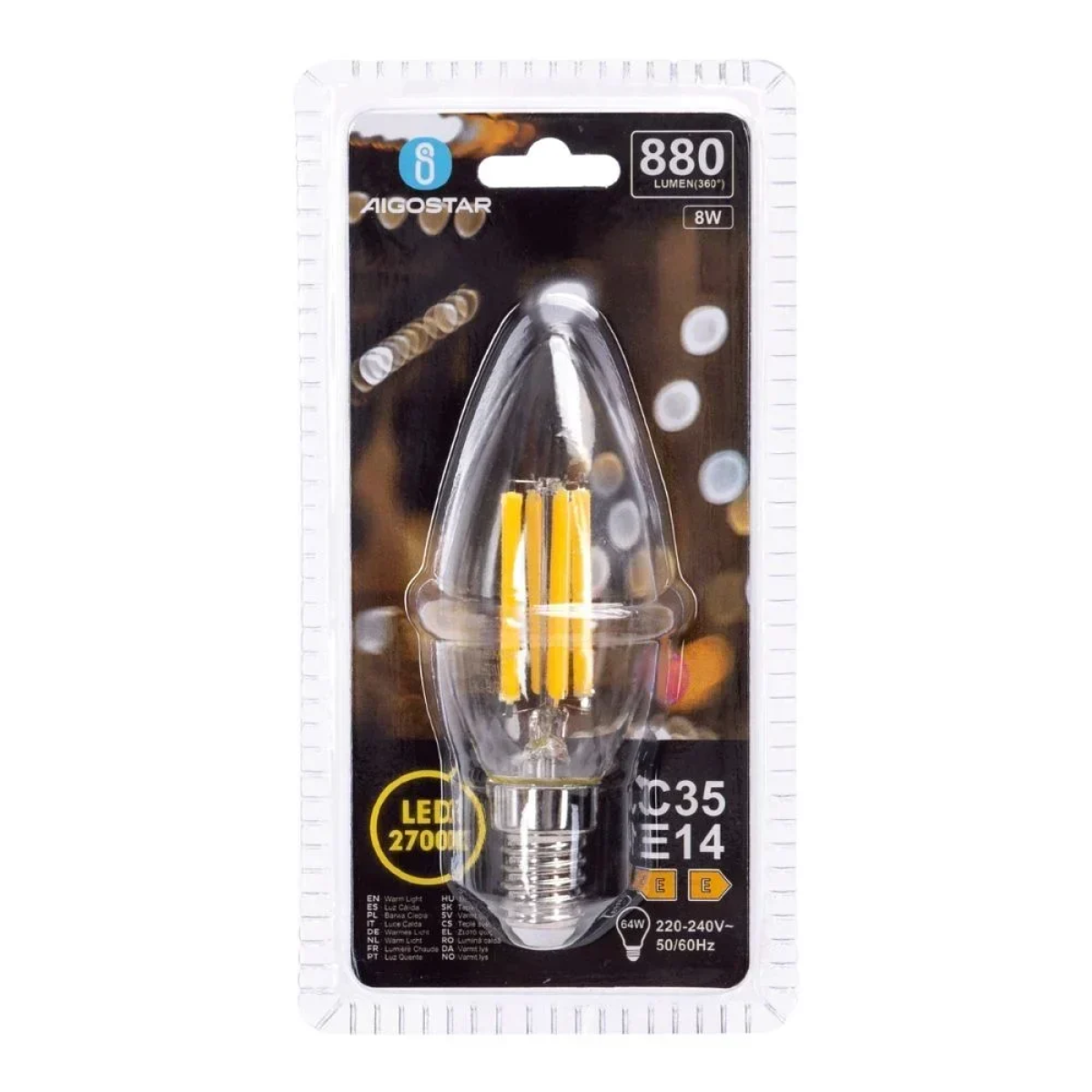 Λάμπα Νήματος LED C35 E14 8W 2700K Aigostar