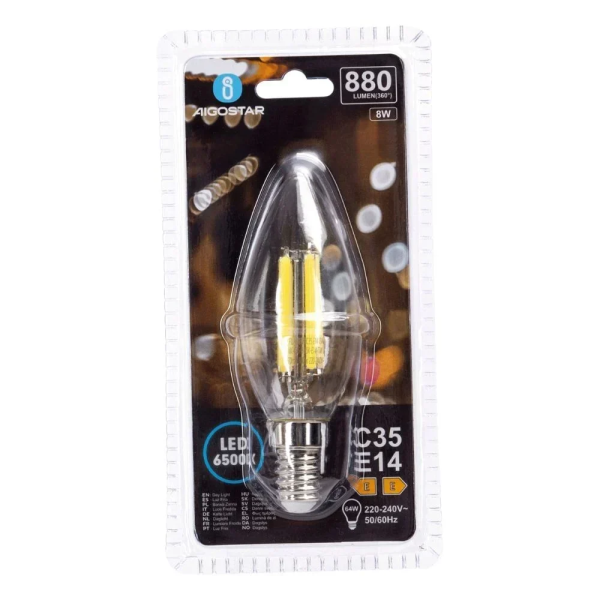 Λάμπα Νήματος LED C35 E14 8W 6500K Aigostar