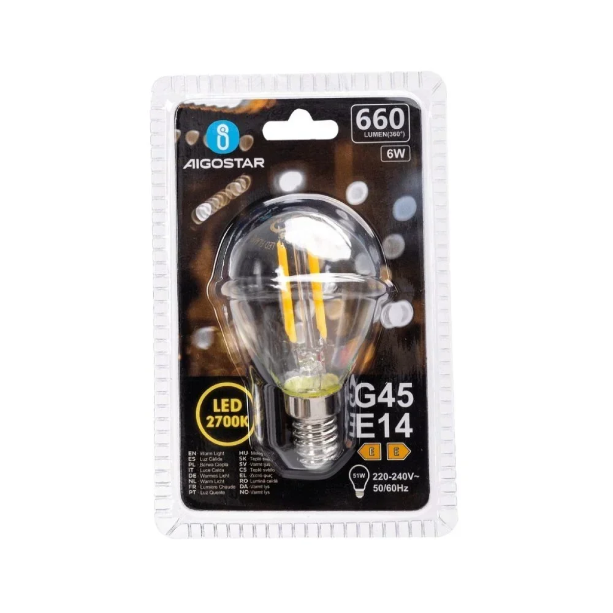 Λάμπα Νήματος LED G45 E14 6W 2700K Aigostar