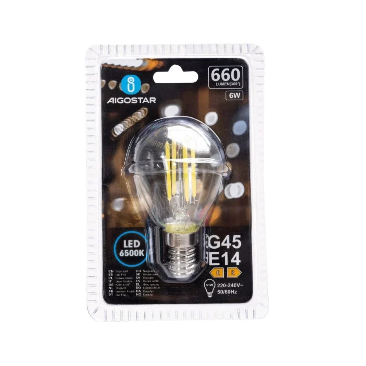 Λάμπα Νήματος LED G45 E14 6W 6500K Aigostar