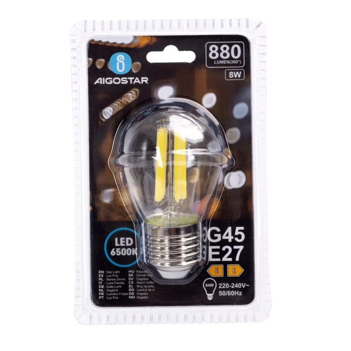 Λάμπα Νήματος LED G45 E27 8W 6500K Aigostar