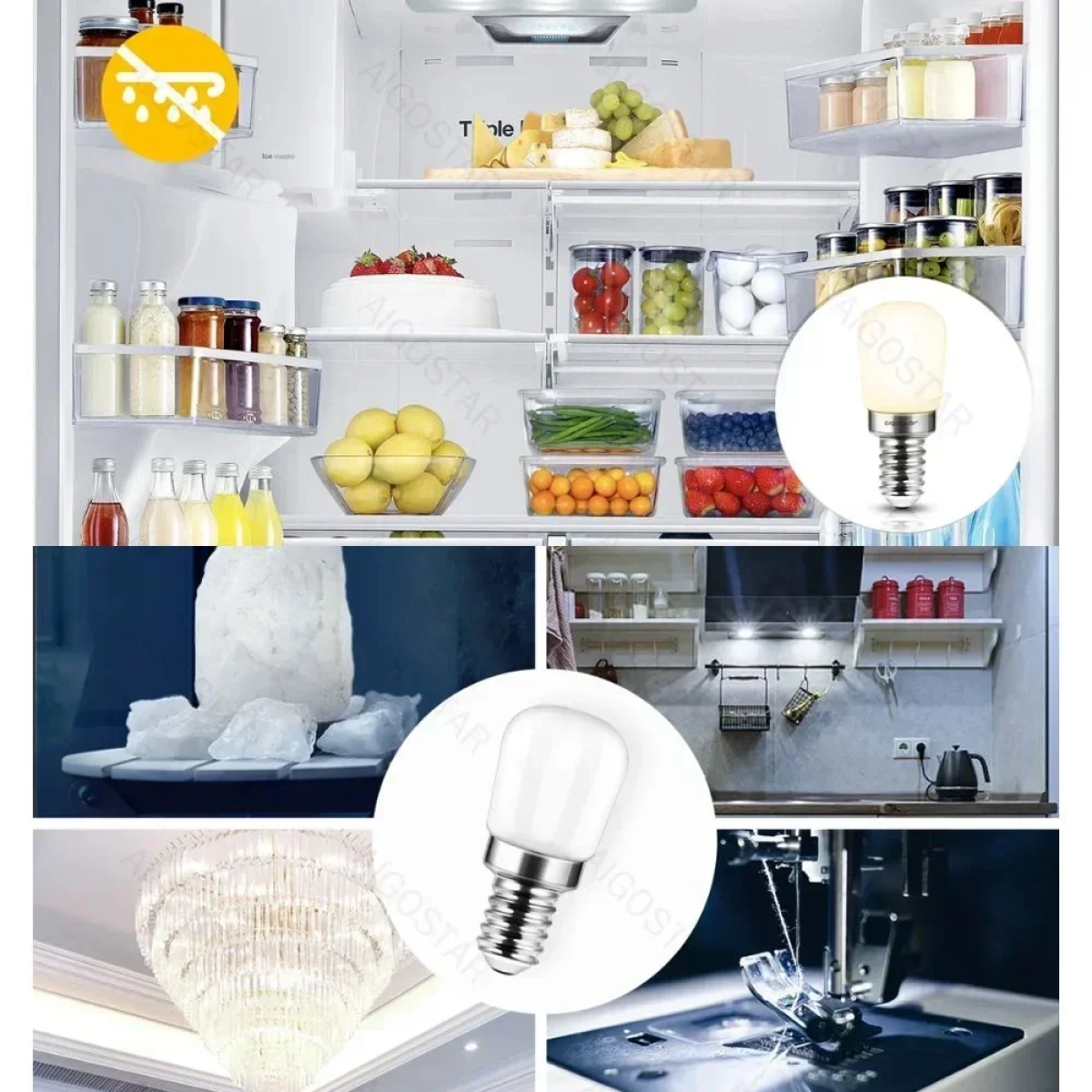 Λάμπα Ψυγείου LED E14 T26 2.5W 3000K Aigostar