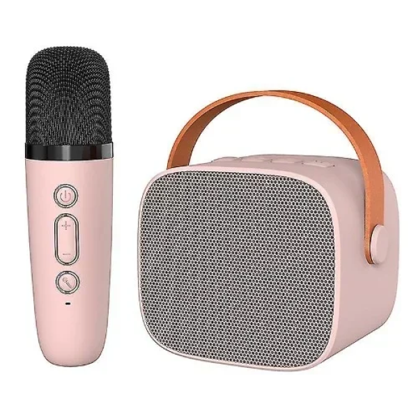 Ασύρματο Ηχείο Bluetooth 6W με λαβή μεταφοράς & μικρόφωνο Karaoke - Ροζ