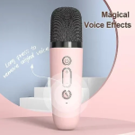 Ασύρματο Ηχείο Bluetooth 6W με λαβή μεταφοράς & μικρόφωνο Karaoke - Ροζ