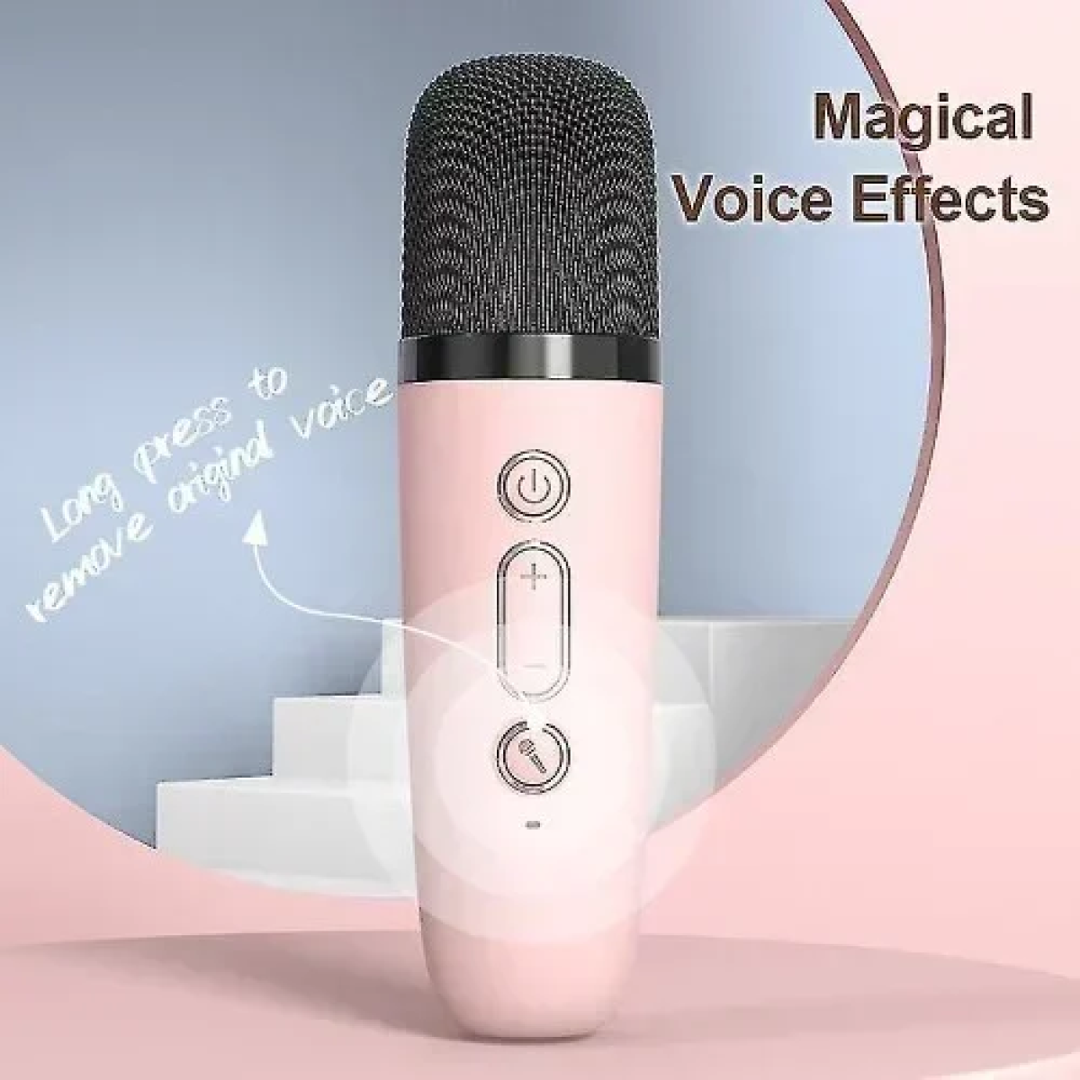 Ασύρματο Ηχείο Bluetooth 6W με λαβή μεταφοράς & μικρόφωνο Karaoke - Ροζ