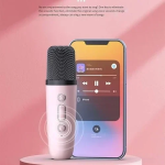 Ασύρματο Ηχείο Bluetooth 6W με λαβή μεταφοράς & μικρόφωνο Karaoke - Ροζ