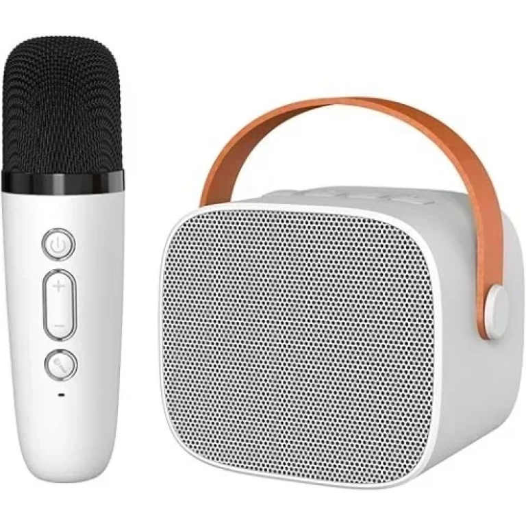 Ασύρματο Ηχείο Bluetooth 6W με λαβή μεταφοράς & μικρόφωνο Karaoke - Λευκό