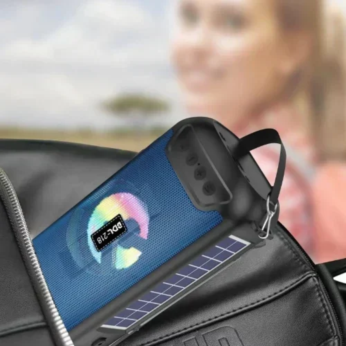 BDL-218 Φορητό Ασύρματο Ηχείο Bluetooth με φακό & ηλιακό πάνελ φόρτισης - Μπλε