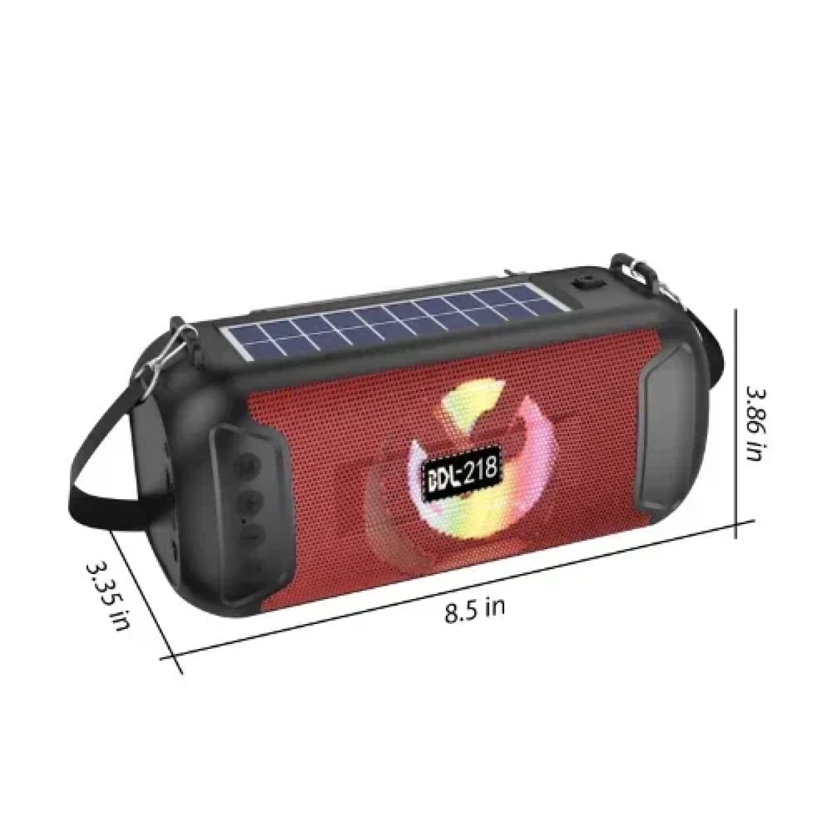 BDL-218 Φορητό Ασύρματο Ηχείο Bluetooth με φακό & ηλιακό πάνελ φόρτισης - Κόκκινο