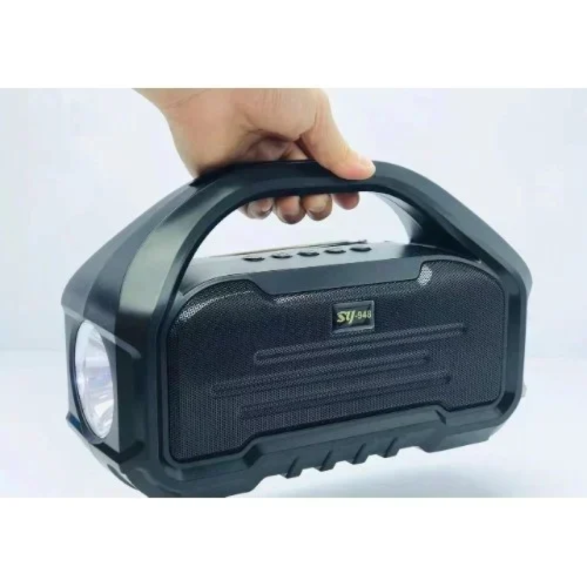 SY-948 Φορητό Ηλιακό Ασύρματο Ηχείο Bluetooth με κεραία & φακό BT/TF/AUX/FM στερεοφωνικό ήχο - Μαύρο