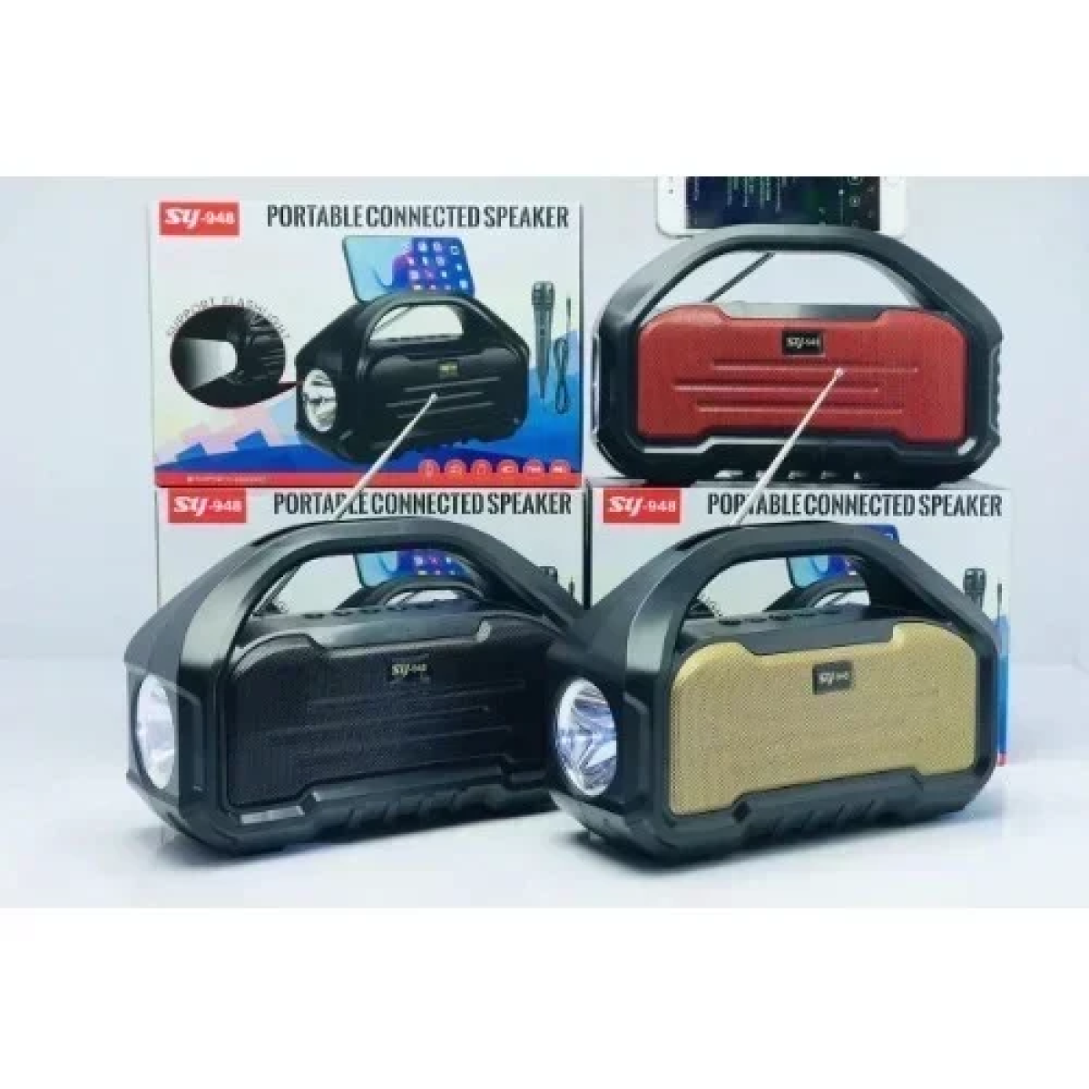 SY-948 Φορητό Ηλιακό Ασύρματο Ηχείο Bluetooth με κεραία & φακό BT/TF/AUX/FM στερεοφωνικό ήχο