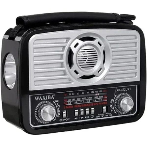Waxiba XB-472URT Φορητό Ασύρματο Ραδιόφωνο AM/FM/SW με Φακό USB/TF/SD - Μαύρο