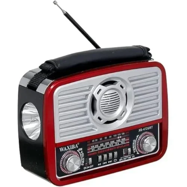Waxiba XB-472URT Φορητό Ασύρματο Ραδιόφωνο AM/FM/SW με Φακό USB/TF/SD - Κόκκινο