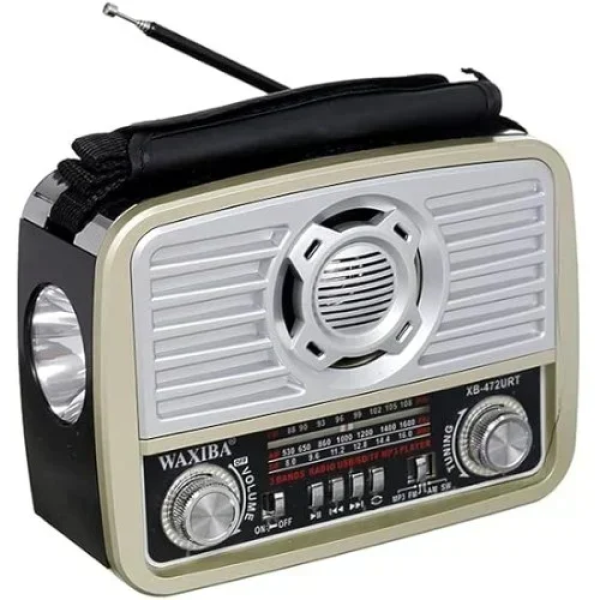 Waxiba XB-472URT Φορητό Ασύρματο Ραδιόφωνο AM/FM/SW με Φακό USB/TF/SD - Χρυσό