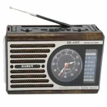 Hairun HR-41BT Φορητό Ραδιόφωνο Επαναφορτιζόμενο Bluetooth/USB/SD με φακό & ρολόι - Καφέ