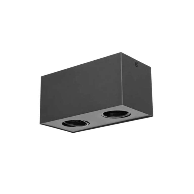 Παραλληλόγραμμο Μεταλλικό Διπλό Σποτ με Ντουί GU10 σε Μαύρο Χρώμα