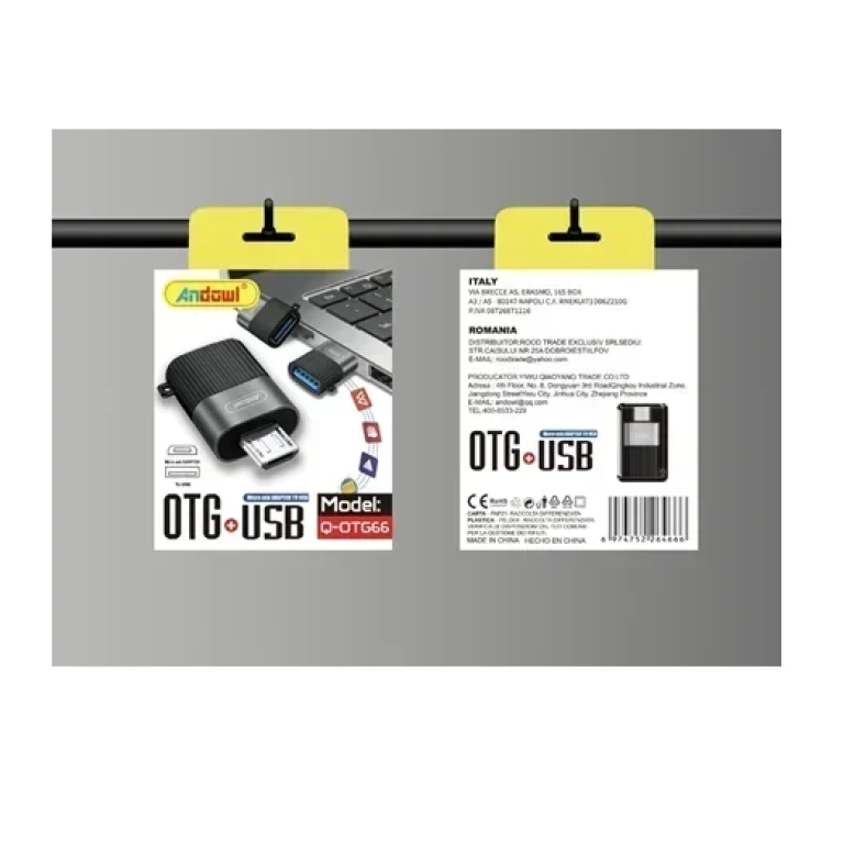 Προσαρμογέας - αντάπτορας OTG+USB Andowl Q-OTG66 μαύρο