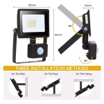 Προβολέας LED SMD 20W Ενδιάμεσο Φως 4000k 1800lm με Ανιχνευτή Κίνησης - Aigostar