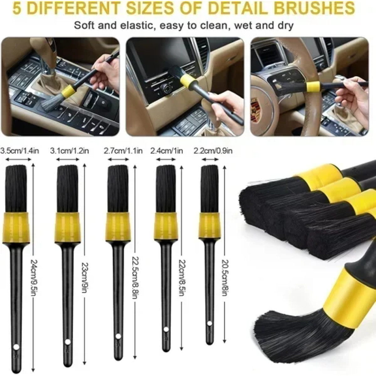 Σετ 22 τεμαχίων για καθαρισμό αυτοκινήτου - Car Wash Brush Set Jiageng - κίτρινο - Image 2
