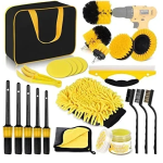 Σετ 22 τεμαχίων για καθαρισμό αυτοκινήτου - Car Wash Brush Set Jiageng - κίτρινο