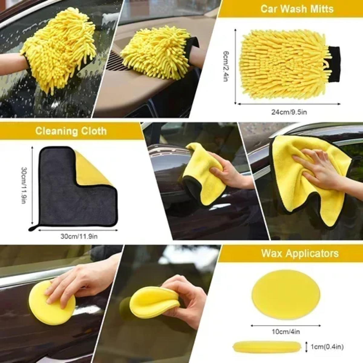 Σετ 22 τεμαχίων για καθαρισμό αυτοκινήτου - Car Wash Brush Set Jiageng - κίτρινο - Image 4